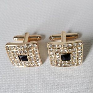 Sparkly Square Yellow Gold Cuff Links